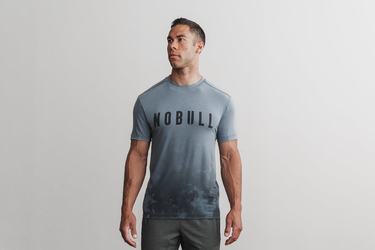 Nobull Dip-Dye Men's T Shirts Blue | Australia (AK9367)